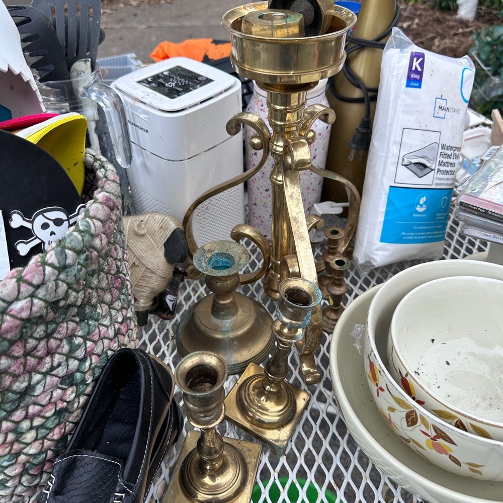 Vintage Brass Candle Holder Set